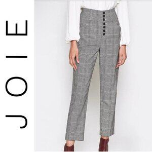 NWT Joie 'Abony' Glen Plaid Straight Leg Cropped Trousers pants 6 grey